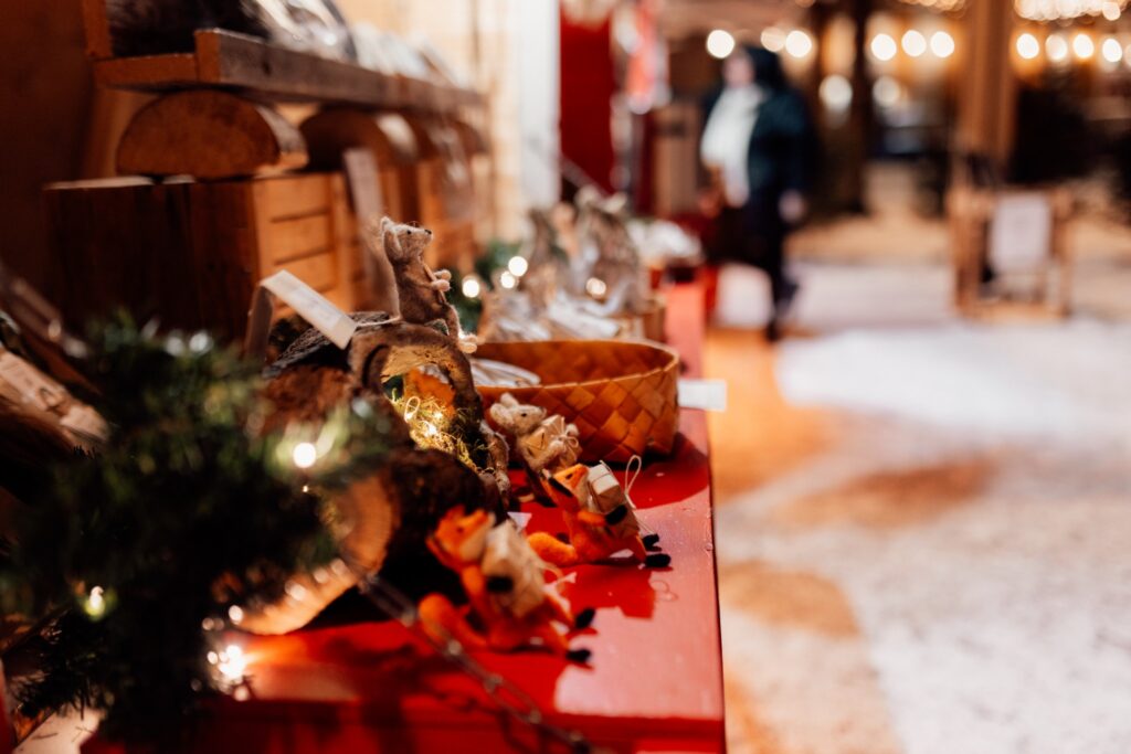 Close-up of the Christmas Market booth in Rauma.