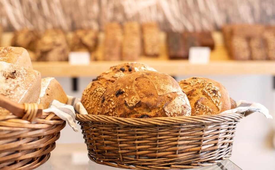 Bakery's breads in a baskets.
