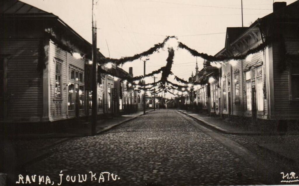 Rauman ensimmäinen joulukatu vuonna 1949.